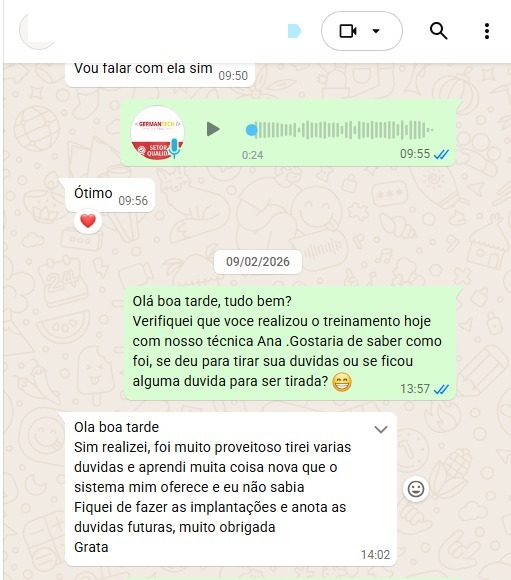 Cliente grata pelo treinamento proveitoso